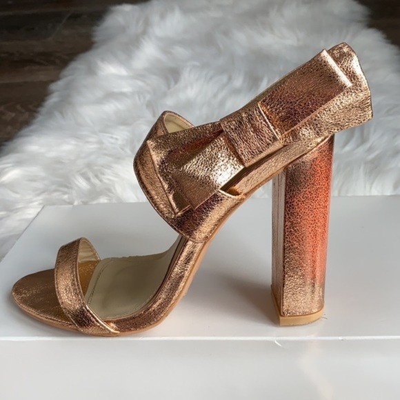 Missguided Rose Gold Open Toe Heels Sandals 7 6.5​​ - Picture 8 of 14